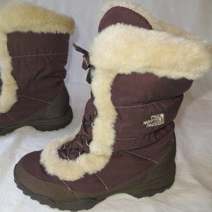 The North Face Down Faux Fur Brown Lace Up Winter Snow Boots US 6, 36